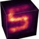 “A three-dimensional reconstruction of the reflective letter “S,” as seen through the 1-inch-thick foam.”